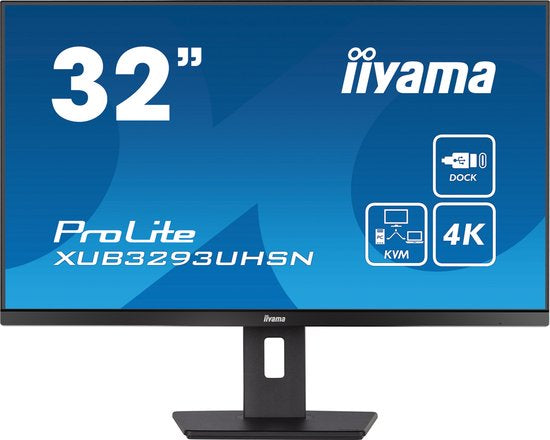 iiyama ProLite XUB3293UHSN-B5 - 32 inch - 4K - IPS - USB-Hub (2x) - Verstelbaar - USB-C Dock