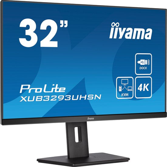 iiyama ProLite XUB3293UHSN-B5 - 32 inch - 4K - IPS - USB-Hub (2x) - Verstelbaar - USB-C Dock