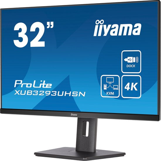 iiyama ProLite XUB3293UHSN-B5 - 32 inch - 4K - IPS - USB-Hub (2x) - Verstelbaar - USB-C Dock