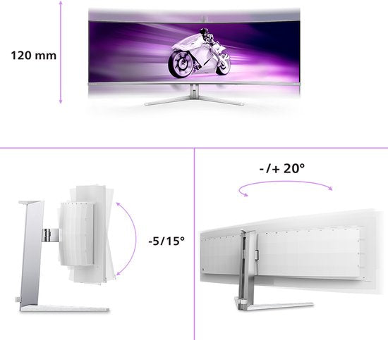 Philips Evnia 49M2C8900L - Ultrawide QD-OLED Curved Gaming Monitor - Ambiglow - KVM - USB-C 90w - 144hz - 49 inch