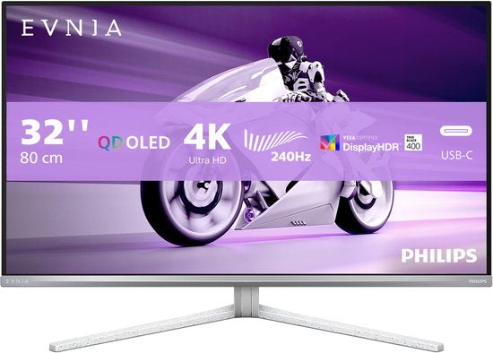 Philips 32M2N8900 - 4K QD-OLED Gaming Monitor - Ambiglow - USB-C 65w - KVM - HDR400 - 240hz - 32 inch