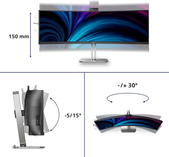 Philips 49B2U5900CH - Ultrawide QHD Curved Monitor - USB-C 100w - RJ45 - KVM switch - HDR400 - Webcam - 49 inch