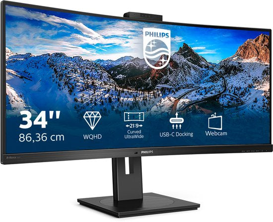 Philips 346P1CRH - QHD Ultrawide Webcam Monitor - USB-C 90w - KVM-Switch - 34 inch