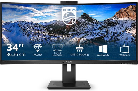 Philips 346P1CRH - QHD Ultrawide Webcam Monitor - USB-C 90w - KVM-Switch - 34 inch