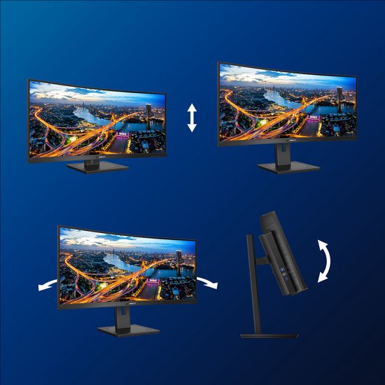 Philips 346B1C - QHD Ultrawide Monitor - USB-C 90W - KVM-Switch - RJ45 - Powersensor - Lichtsensor - 34 Inch - 100hz