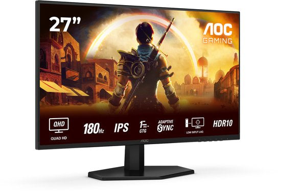 AOC G4 Q27G42XE - QHD IPS Gaming Monitor - Esports Base - 0.5ms - 180hz - Speakers - 27 inch