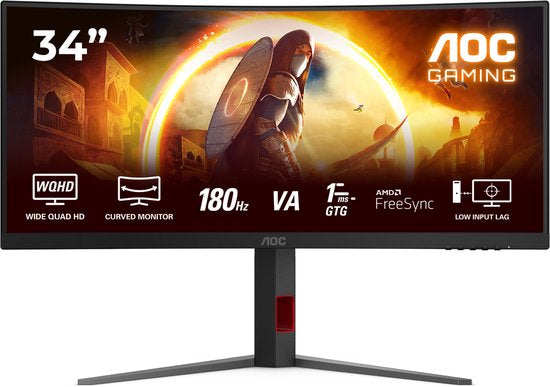 AOC G4 CU34G4 - WQHD Curved Ultrawide Gaming Monitor - 180hz - 34 inch