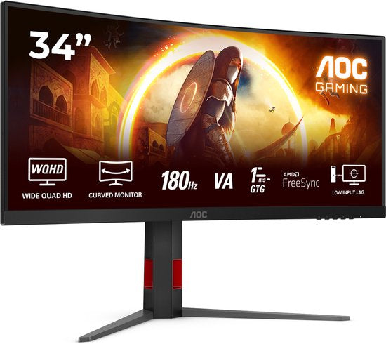 AOC G4 CU34G4 - WQHD Curved Ultrawide Gaming Monitor - 180hz - 34 inch