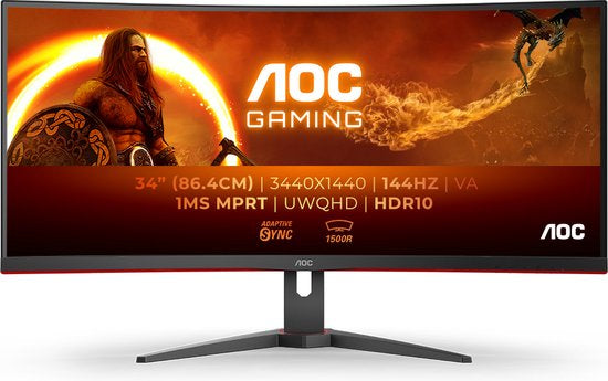 AOC CU34G2XE - WQHD Ultrawide Curved Gaming Monitor - 144Hz - 34 Inch