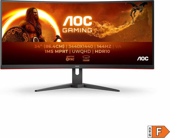 AOC CU34G2XE - WQHD Ultrawide Curved Gaming Monitor - 144Hz - 34 Inch