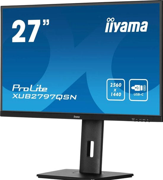 iiyama ProLite XUB2797QSN-B2 - 27 inch - QHD - IPS - USB-Hub (4x) - Verstelbaar - USB-C Dock