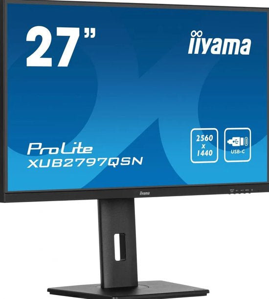iiyama ProLite XUB2797QSN-B2 - 27 inch - QHD - IPS - USB-Hub (4x) - Verstelbaar - USB-C Dock