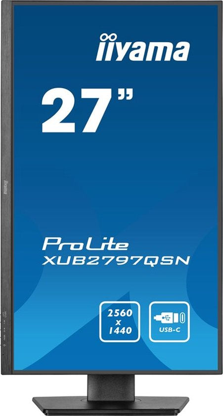iiyama ProLite XUB2797QSN-B2 - 27 inch - QHD - IPS - USB-Hub (4x) - Verstelbaar - USB-C Dock