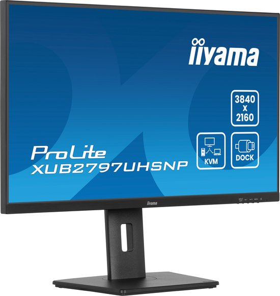 iiyama ProLite XUB2797UHSNP-B1 – 27 inch 4K IPS Monitor met USB-Hub, USB-C Dock & KVM-Switch