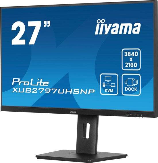 iiyama ProLite XUB2797UHSNP-B1 – 27 inch 4K IPS Monitor met USB-Hub, USB-C Dock & KVM-Switch