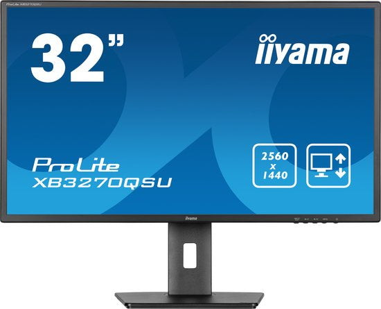 iiyama ProLite XB3270QSU‑B1 – 32 inch QHD IPS Monitor met USB‑Hub