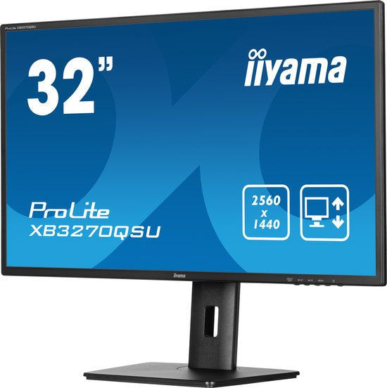 iiyama ProLite XB3270QSU‑B1 – 32 inch QHD IPS Monitor met USB‑Hub