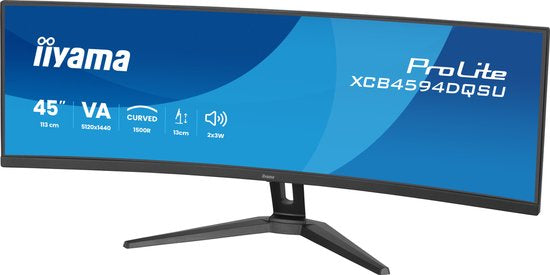iiyama ProLite XCB4594DQSU‑B1 – 45 inch Curved DQHD VA Monitor met USB‑Hub, KVM & HDR