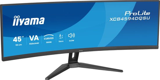 iiyama ProLite XCB4594DQSU‑B1 – 45 inch Curved DQHD VA Monitor met USB‑Hub, KVM & HDR