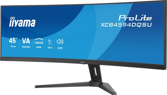 iiyama ProLite XCB4594DQSU‑B1 – 45 inch Curved DQHD VA Monitor met USB‑Hub, KVM & HDR