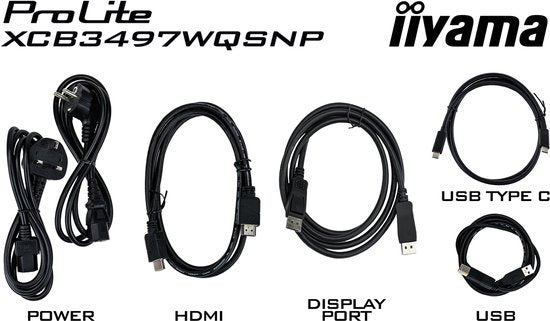 iiyama ProLite XCB3497WQSNP‑B1 – 34 inch WQHD Curved VA Monitor met USB‑Hub & USB‑C Dock