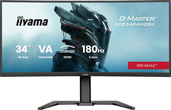 iiyama G-Master GCB3484WQSU-B1 Red Eagle - 34 inch - WQHD - VA - 180 Hz - Verstelbaar - Curved