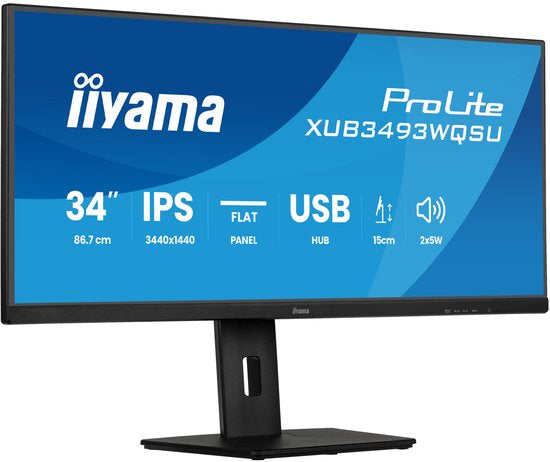iiyama ProLite XUB3493WQSU-B6 - 34 inch - WQHD - IPS - USB-Hub (4x) - Verstelbaar