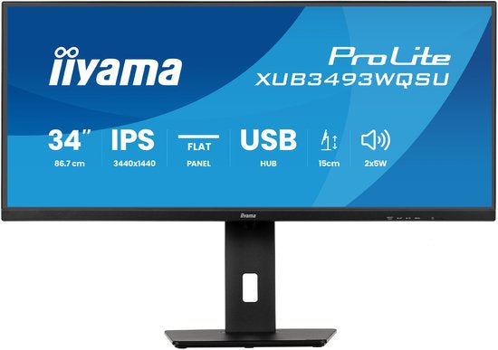 iiyama ProLite XUB3493WQSU-B6 - 34 inch - WQHD - IPS - USB-Hub (4x) - Verstelbaar