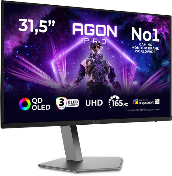 AOC AGON PRO AG326UD - 4K OLED Gaming Monitor - HDR400 - USB-hub - 165Hz - 32 inch